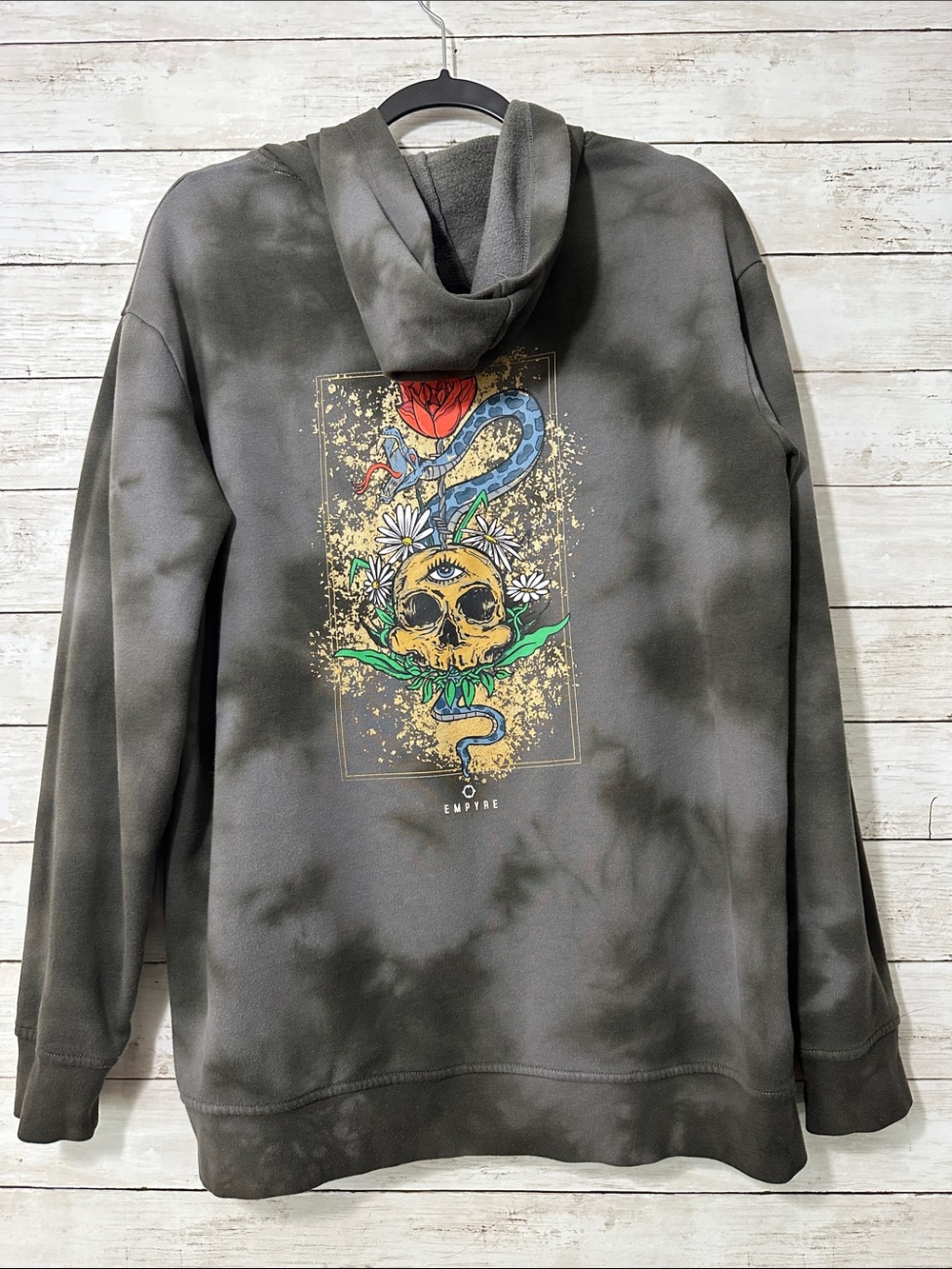 Empyre Laynie Skeleton Daisy Skull Pullover Hoodie Grey Size Medium